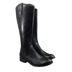 Frye Boots Women 6 Riding Tall Leather Melissa Button Classic Zip Black Fashion